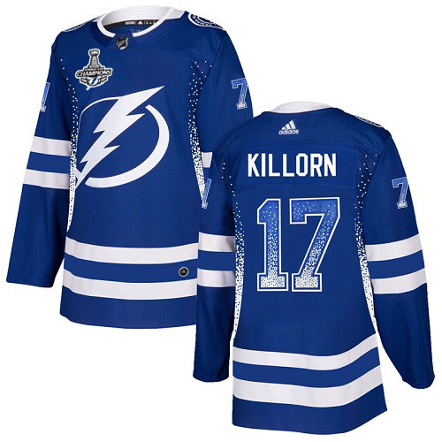 Adidas Tampa Bay Lightning Men #17 Alex Killorn Blue Home Authentic Drift Fashion 2020 Stanley Cup Champions Stitched NHL Jersey